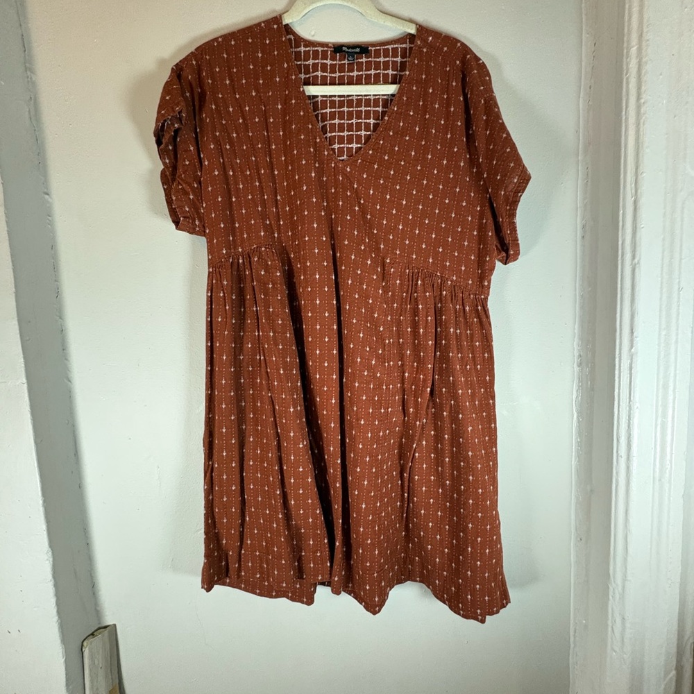 Madewell Rust Mini Dress with White Dot Print